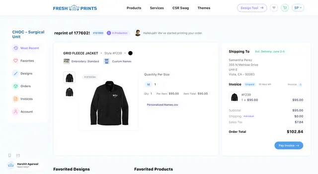 Merch HQ dashboard